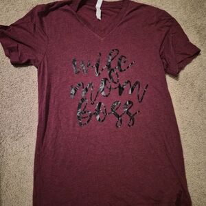 Maroon Graphic Tee with Black Lettering